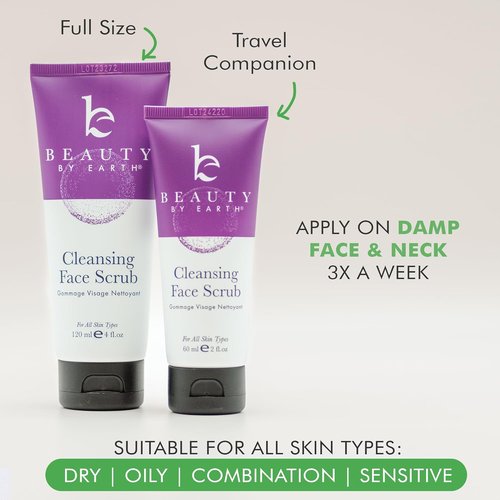 Skiennix Facial Scrub Exfoliator - Gentle Organic Face Wash for Sensitive & Acne-Prone Skin | 2 Fl Oz