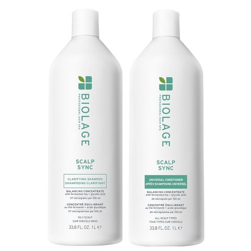 Biolage Scalp Sync Clarifying Shampoo & Conditioner Set - Removes Residue & Excess Oil, Vegan, 33.8 Fl Oz