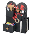 Magnetic Pegboard Organizer for Office Desk, Makeup Vanity, Stationery Storage, Gaming Desktop with 4 Metal Accessories Drawer Holder Hooks Modular - Home Decor Tabletop Display Kids Room - Black