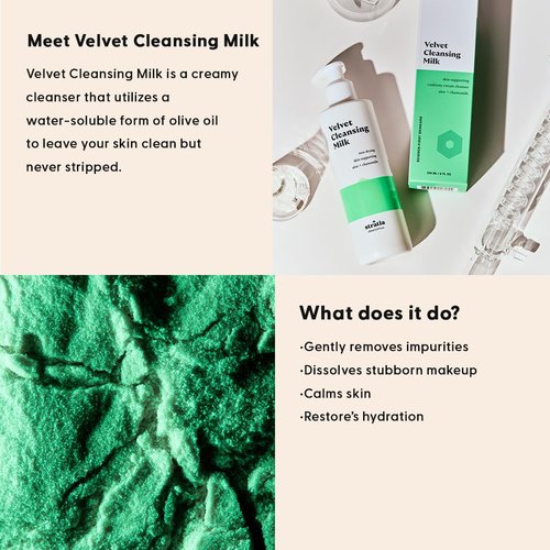 Stratia Velvet Cleansing Milk - Gentle Moisturizing Face Cleanser with Chamomile & Aloe Vera | 8 Fl Oz