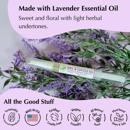 Mona Brands All-Natural Nail Oil Cuticle Pen - Restores & Protects Damaged Cuticles | Lavender (2.5 mL)