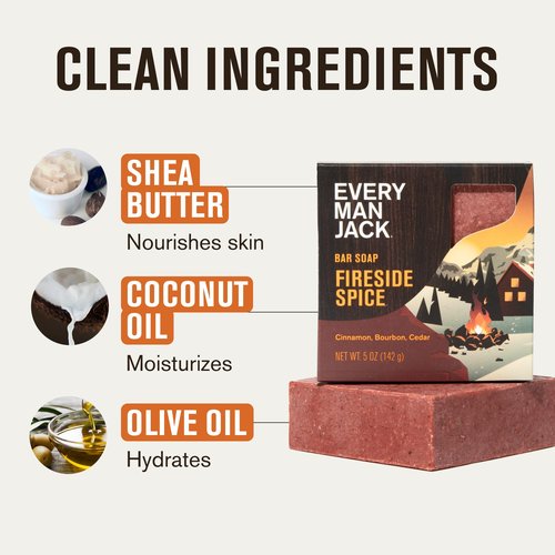 Every Man Jack Cold Processed Mens Bar Soap Variety Gift Set - Invigorating Winter Scents - Deeply Cleans, Hydrates with Naturally Derived Ingredients - 5 ounce (pack of 4)