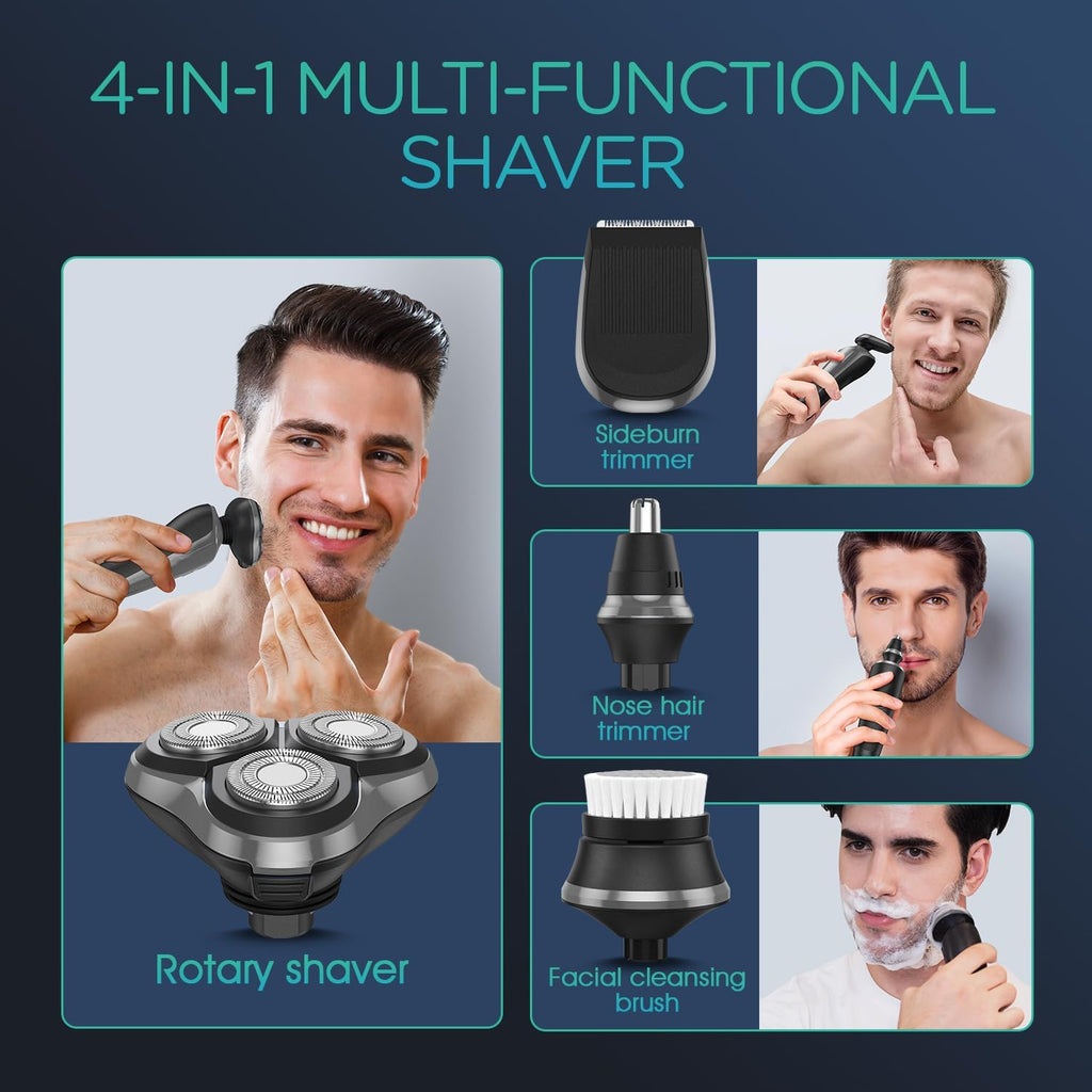 VOYOR Electric Razor for Men - Cordless Wet/Dry Shaver with Rechargeable Battery | Waterproof Grey TX410