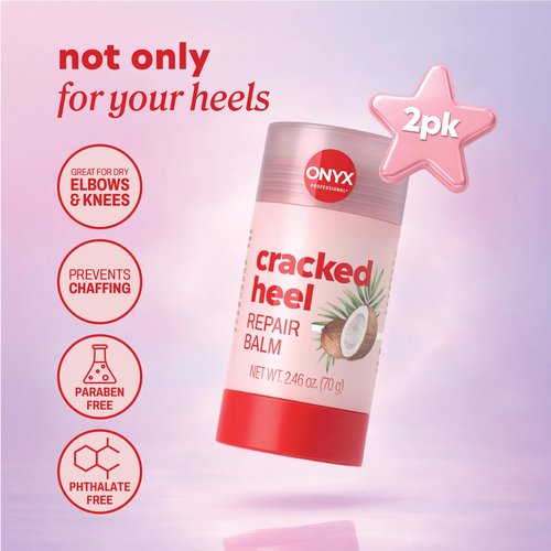 Onyx Professional Cracked Heel Repair Balm Stick for Dry Cracked Feet Treatment, Coconut Scent, 2 pack - Moisturizing Foot Balm, Rolls On, Cracked Heel Treatment