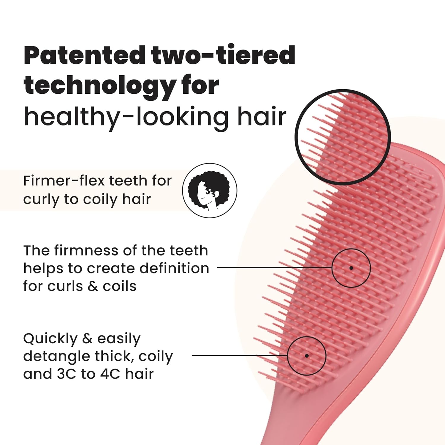 Tangle Teezer Ultimate Detangler Brush - Reduces Frizz & Breakage for Curly Hair | Coral Pink