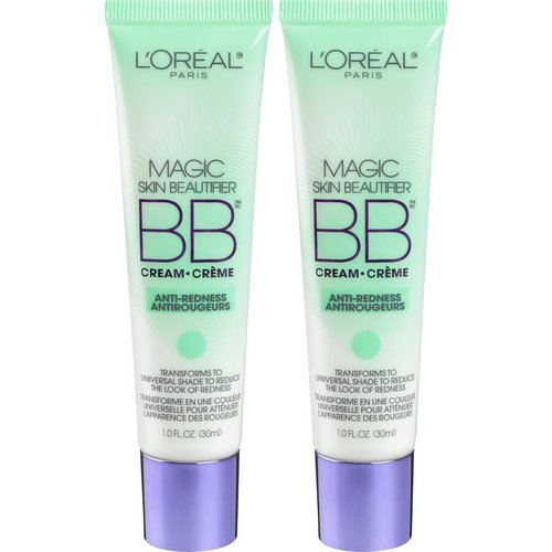 L'Oréal Paris Makeup Magic Skin Beautifier BB Cream Tinted Moisturizer, Anti-Redness, 1 fl oz, 2 Count