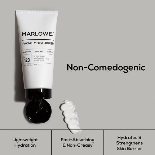 Marlowe. No. 123 Facial Moisturizer for Men - Hydrating Daily Lotion with Aloe Vera & Green Tea, 6 oz