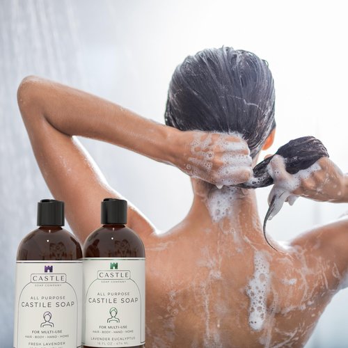 Castile Soap Liquid Unscented 16 Oz - All Purpose Liquid Castile Soap Unscented Gentle Cleanser For Hair Body Wash Hand Wash Home Nourishing Formula Gentle on Skin For All Ages Daily Care