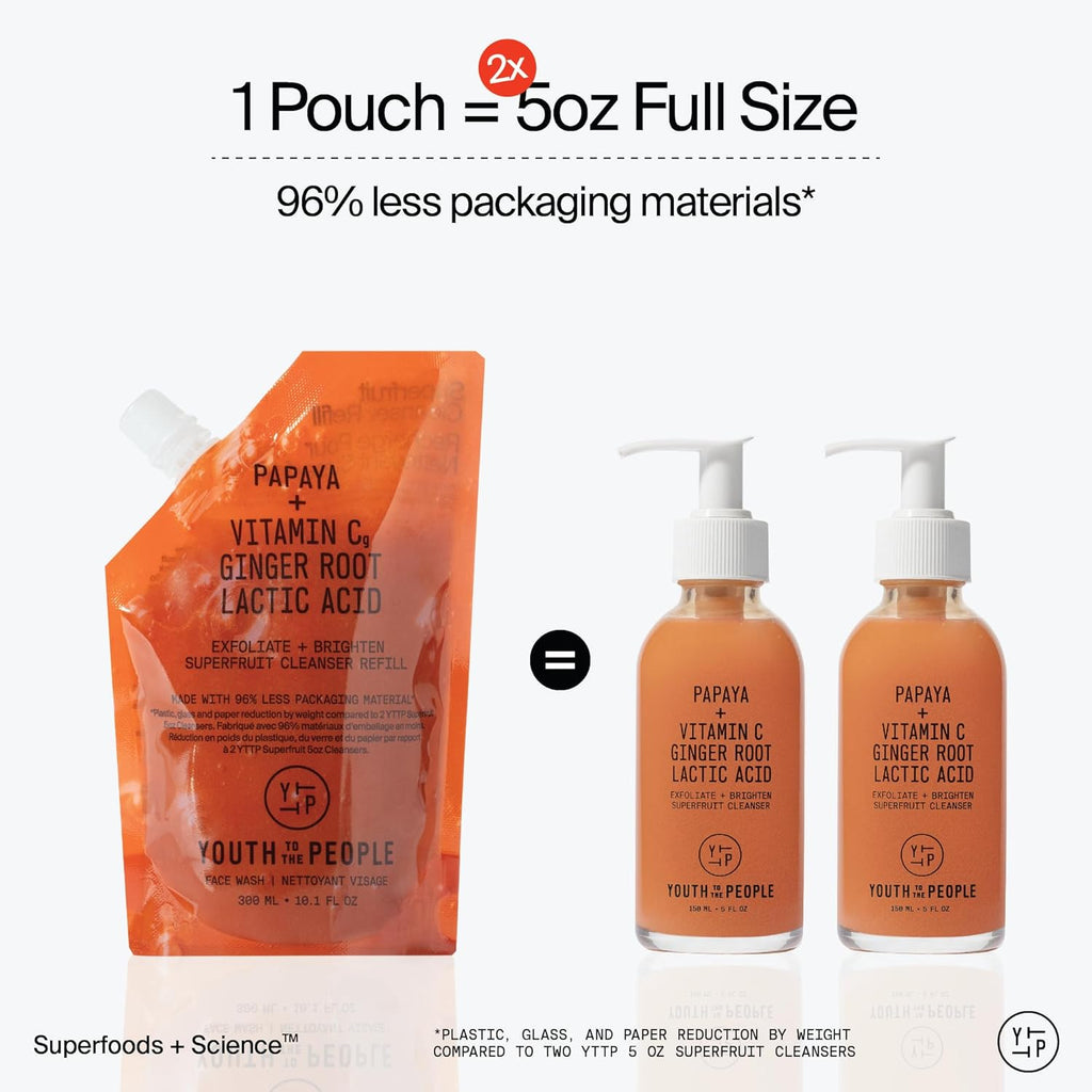 Youth To The People Superfruit Facial Cleanser - Gentle Exfoliating Face Wash with Papaya & Vitamin C for Radiant Skin | AHA + BHA Formula, Sulfate-Free