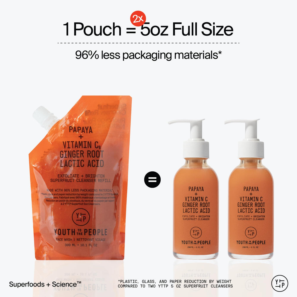 Youth To The People Superfruit Facial Cleanser Full Size - Papaya + Vitamin C Exfoliating Face Wash, Skin Renewal with AHA + BHA, Evens Tone & Texture for Soft + Radiant Skin - 5 fl oz