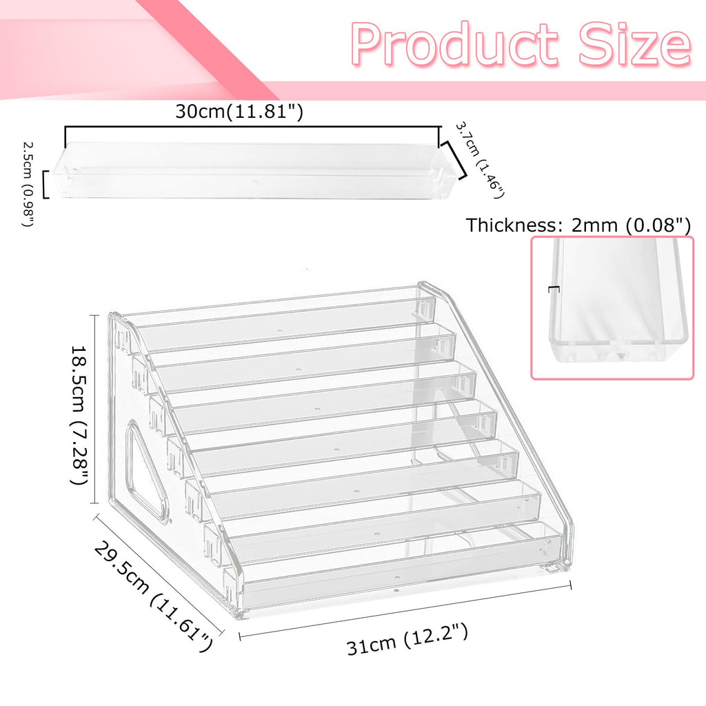 YANMAKE 7-Tier Nail Polish Organizer Rack, 2 Pack Storage Holder Stand for Sunglass Organizer, Greeting Card, Postcard Storage Shelf