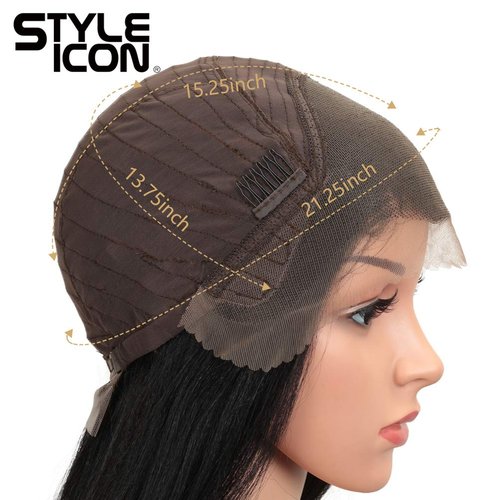Style Icon Easy-360 Lace Wigs 28" Free Part Lace Frontal Wigs Long Straight Wig Black Synthetic Wig(28", 1B)
