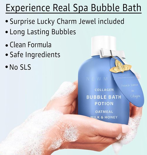 Skiennix Collagen Luxury Bubble Bath - Long-Lasting Foam with Oatmeal, Milk & Honey | Moisturizing Spa Gift for Relaxation