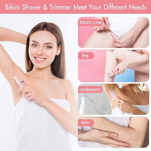 AIBRIT PRO Electric Bikini Trimmer - 2-in-1 Painless Hair Removal Razor with Waterproof Design & 2 Heads