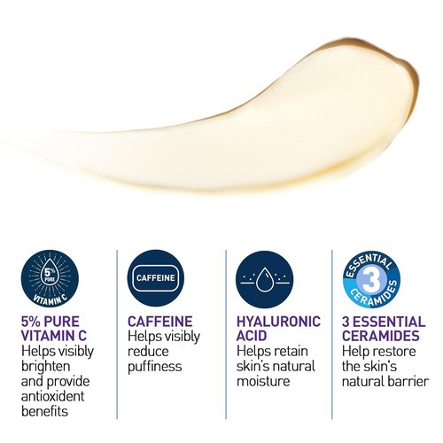 CeraVe Skin Renewing Eye Cream - Vitamin C & Hyaluronic Acid for Dark Circles | 0.5 Fl. Oz