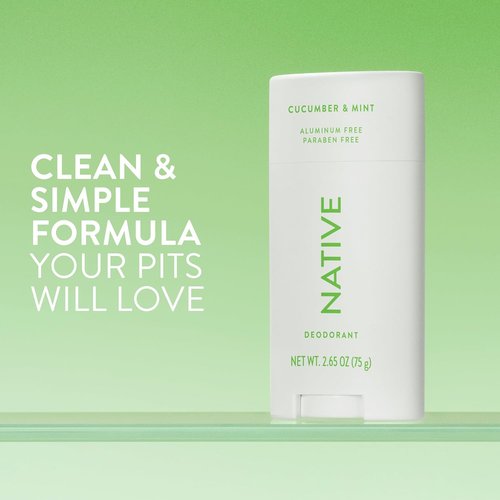 Native Deodorant - Aluminum-Free Cucumber & Mint | 72-Hour Odor Control for Men & Women - 2.65oz