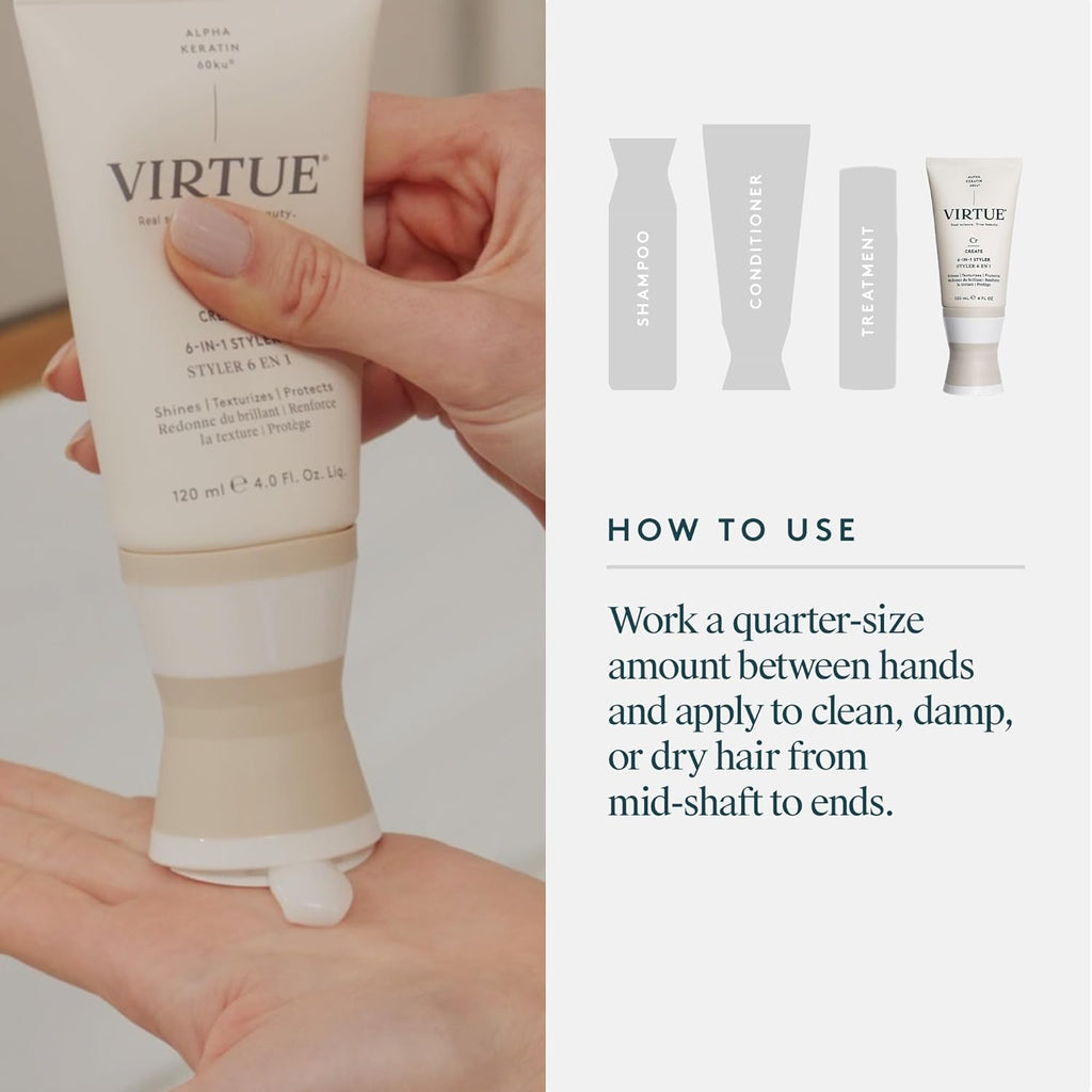 Virtue 6-in-1 Hair Styler | Versatile Styling Cream with Heat Protection for All Hair Types
