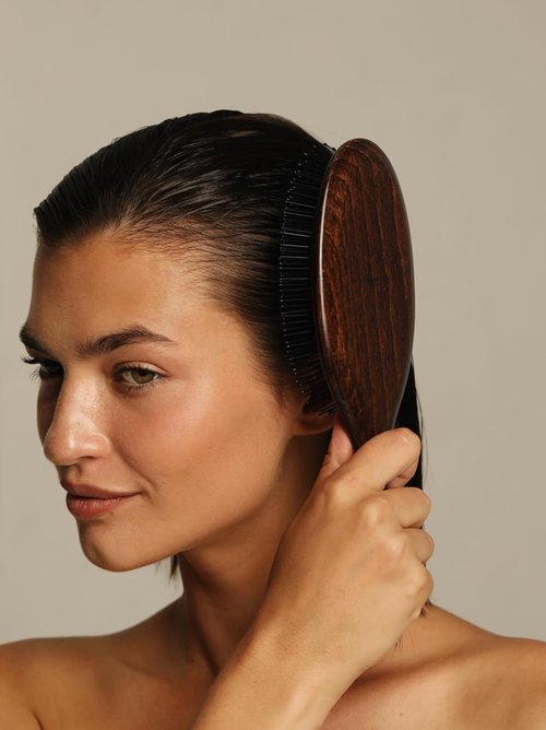 BUR BUR Mermaid Brush - Wet Detangling Hair Brush with Wooden Handle & Flexible Bristles | Scalp Massaging
