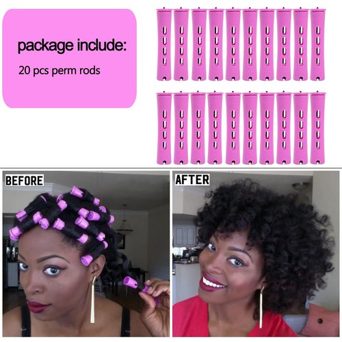 Skiennix 20-Piece Women's Perm Rods Set - Cold Wave Hair Rollers for All Hair Lengths | DIY Styling Tools (Purple)