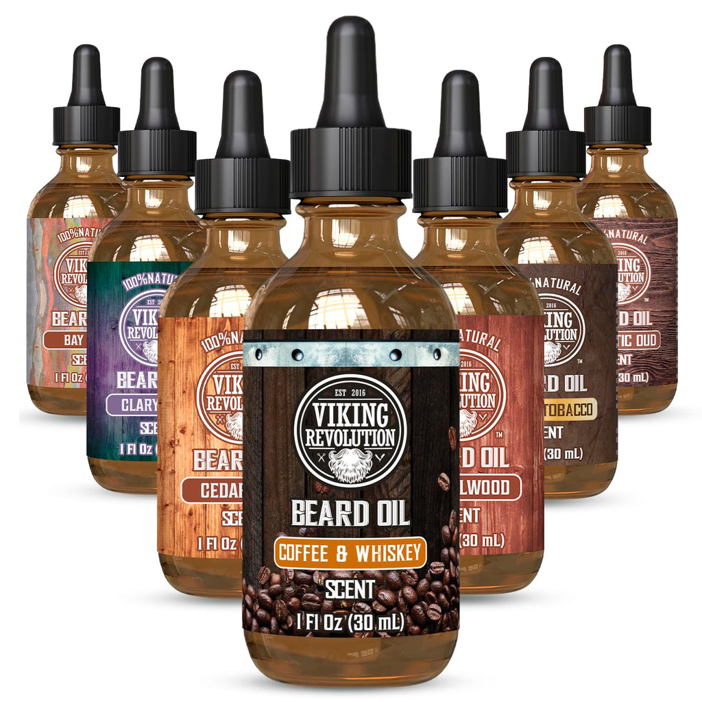 Viking Revolution Coffee Whiskey Beard Oil - Natural Argan & Jojoba Oil Beard Softener | 1 Pack