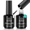 Beetles Gel Top Coat & Base Coat Set - 15ml No Wipe Shine Finish for Long-Lasting Nail Art