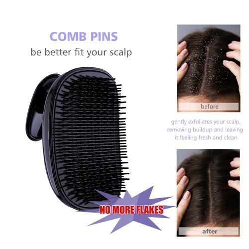 Skiennix 2-in-1 Scalp Massager Shampoo Brush - Exfoliator for Dandruff & Hair Growth | Black Purple