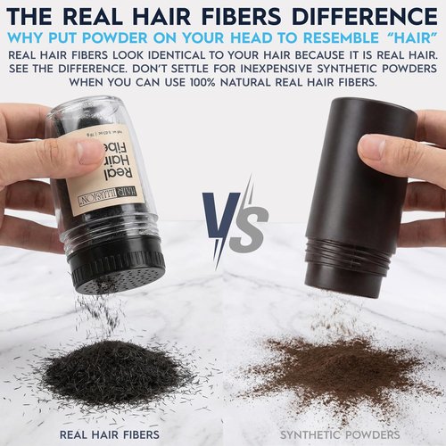Hair Illusion | Black Real Fibers & Holding Spray for Thinning Hair - Natural Texture, 18g