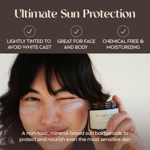 Everyday Tallow Mineral Sun Balm ~ SPF 30 | 100% Grass-Fed & Organic | Face & Body | Naturally Scented with Frankincense & Lavender Oil | Zinc Oxide | Water Resistant (4oz)