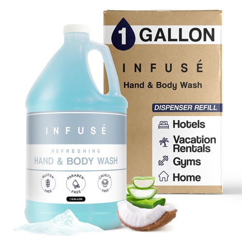 1-Shoppe All-in-Kit Hand/Body Wash | Infuse White Tea & Coconut Hotel | 1 Gallon | For Hospitality & Vacation Rentals to Refill Dispensers | (Single Gallon)