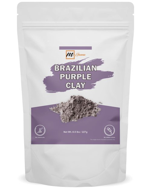 mGanna 100% Natural Brazilian Purple Clay Powder for Face packs, Creams and Soaps and other Cosmetic Formulations 0.5 lbs / 227 gms