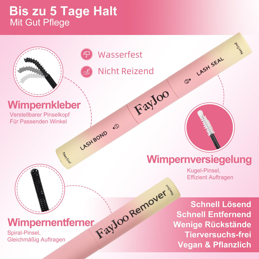 Wispy Spiky Soft Lash Clusters Kit, C Curl 8-18mm, Thin Fiber with 0.05mm Invisible Band, DIY Salon Eyelash Extension Kit with Bond Seal Remover Tweezers, Lightweight, FayJoo FLICKER 11 Kit