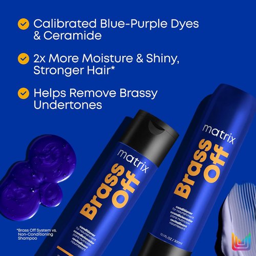 Matrix Brass Off Blue Shampoo & Conditioner Set - Tones Brassy Orange Undertones for Color-Treated Hair | 10.1 Fl Oz