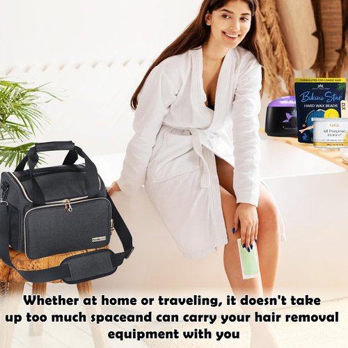 Universal Waxing Kit Carry Bag Compatible with Tress Wellness - Portable Organizer for Wax Warmer, Wax Beans, Pre & After Wax Sprays, and Accessories - Only Bag (Elegant Grey)
