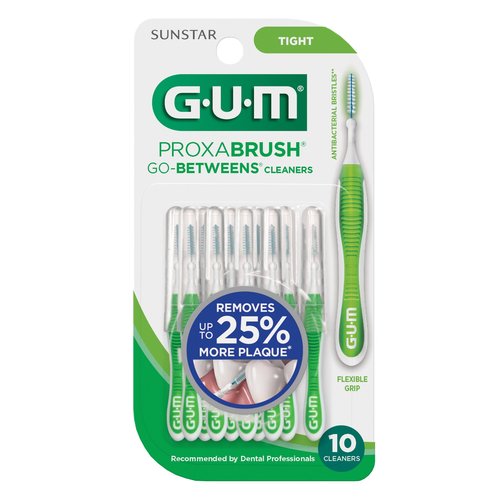 GUM Proxabrush Go-Betweens - Tight - Interdental Brushes - Soft Bristled Dental Picks for Plaque Removal Health - Safe for Braces & Dental Devices, 10ct (Pack of 6)