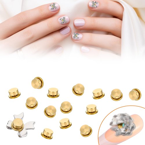 30 PCS Rotating Nail Charms Nail Art Rotating Charm Bearing for Nails Art Designs, Jewelry Rotat Tools for Women DIY Crafting Jewelry Accessories, Gold