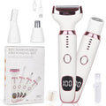 Beanify Electric Razor for Women Men,4 in 1 Painless Ladies Wet & Dry Body Razors and Facial Hair Remover,Rechargeable Led Display Hair Removal Kit for Nose Face Body Leg Bikini Arm Hair (Pink)