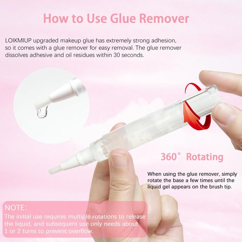 Face Makeup Glue for Rhinestones, 2pcs Waterproof Glitter Glue Long Lasting with Remover Brush, Strong Adhesion Designed for Eye Jewels Face Gems Body Glitter Makeup