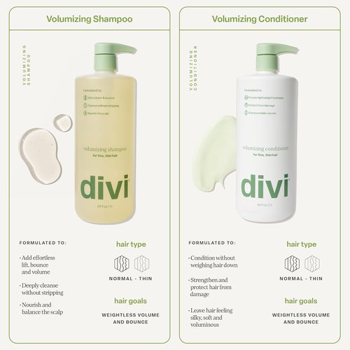 Divi Volumizing Conditioner - Lightweight Formula for Fine Hair | Strengthens & Protects from Damage