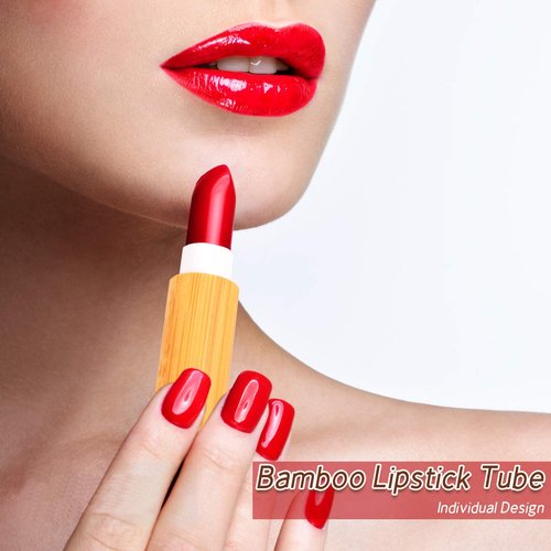 24Pcs Bamboo Empty Lipstick Tubes, AUHOKY 5.5g Refillable DIY Lip Balm Tube Containers with Clear PP Plastic Inner, Cosmetic Lipstick Lip Gloss Deodorant Case Holder For Women Girls Makeup