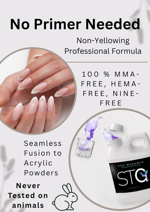 STG Nail Acrylic Systems EMA Monomer – MMA-Free, Primerless, Non-Yellowing Nail Liquid, Purple,8oz