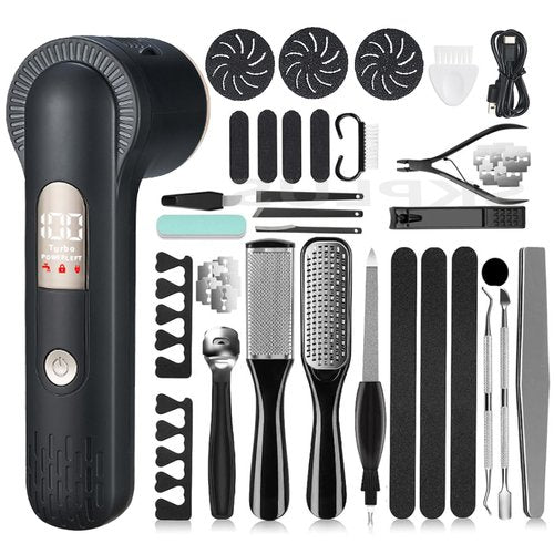 Electric Callus Remover with Dander Vacuum for Feet, Portable 36 in 1 Pedicure Kit Foot File Callus Remover, Waterproof Rechargeable Foot File for Foot Care with 3 Heads&LCD Display