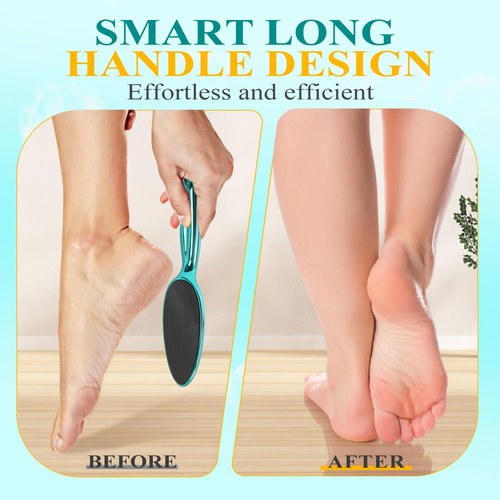 HovuuTuig Glass Foot File, Foot Scrubber for Hard Skin Remover - Foot Callus Remover, Pedicure Tools for Feet Dead Skin, Foot Care for Women and Men, Gentle Effective Heel Scraper (Metallic Green)