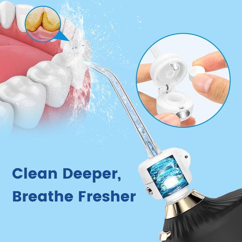 Cordless Water Flosser with Electric Toothbrush Combo and Freshening Refilled Tabs —Dual 5 Modes Rechargeable Oral Care for Braces, Teeth Cleaning, IPX7 Waterproof for Travel and Home Use