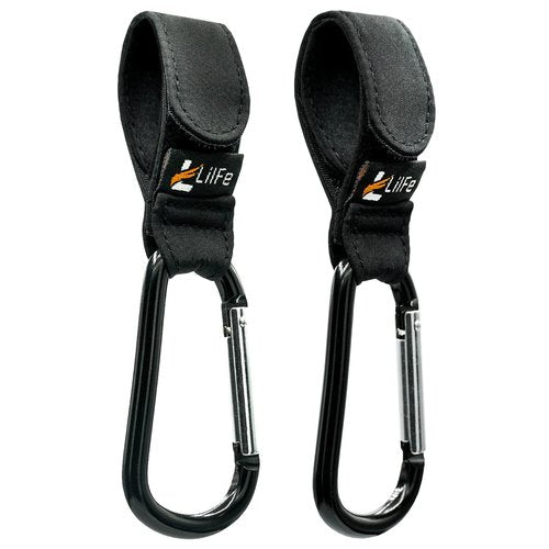Skiennix Black Baby Stroller Hooks - Durable Multipurpose Clips for Diaper Bags | 2 Pcs Set