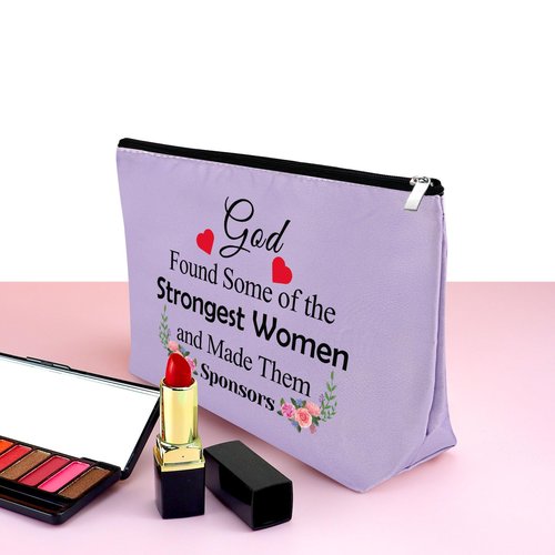 Sponsor Gift for Women Makeup Bag Sponsor Appreciation Gift AA NA Addiction Recovery Gift Cosmetic Bag Confirmation Sponsor Gift Sponsor Thank You Gift Alcoholics Anonymous Gift Sobriety Gift（Purple）