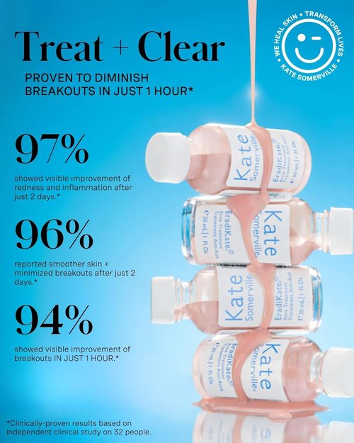 Kate Somerville EradiKate Acne Treatment - 10% Sulfur & BHA Medicated Cream for Clear Skin | 1 Fl Oz