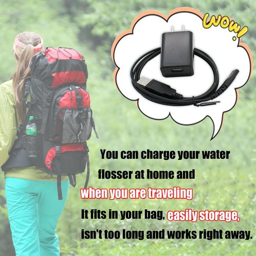 SEEHOM Water Flosser Charger for Nicwell F5025 Charging Cable Replacement for COSLUS F5020E Oralfree Nicefeel Insmart Waterfloss USB Cord Plug in Adapter…