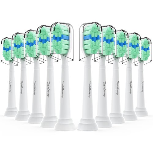 Toptheway Plaque Control Toothbrush Replacement Heads Compatible with Philips Sonicare Replacement Heads, 4100 5100 5300 and Most Click-on Electric Toothbrushes, 10 Pack
