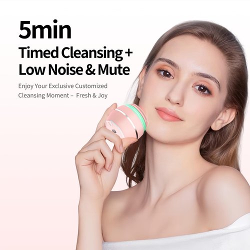 Peledic Face Cleansing Brush, Waterproof Silicone Facial Cleansing Brush, 6 Modes, 3 Light Effect, Rechargeable Electric Exfoliator Deep-Clean Scrubber for Women and Men
