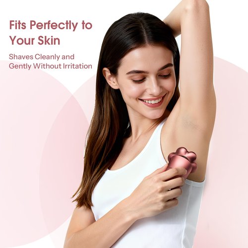 Electric Razors for Women Legs : 5-in-1 Rechargeable Body Shaver, 7D Wet & Dry Bikini Trimmer, IPX7 Waterproof Lady Hair Remover for Face Underarms Pubic, Rose Pink